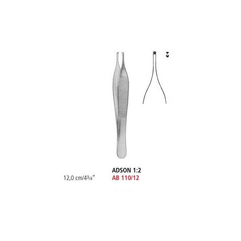 PĘSETA ADSON CHIRURGICZNA 1x2 ZĘBY 12 cm
